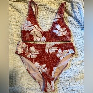 Solshine and Co Swimwear Red and White Floral Bikini | Maui Brand